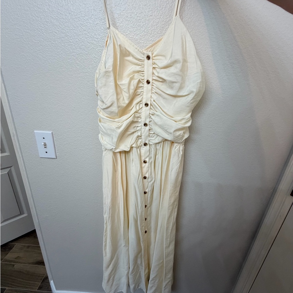 Target Cream Ruched Midi Dress